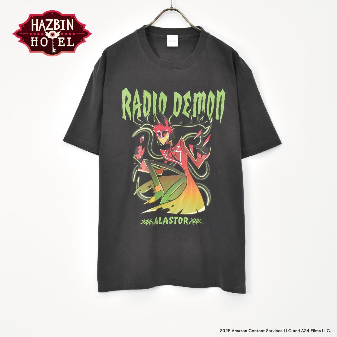 Hazbin Hotel ハズビン・ホテル シーズン１ アラスター ラジオデーモン形態 ヴィンテージ調 半袖Tシャツの画像