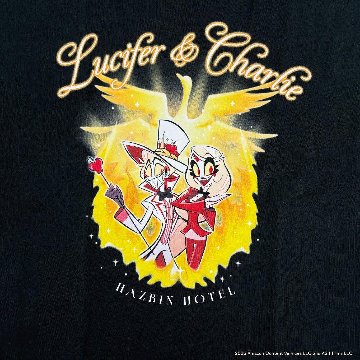 Hazbin Hotel ハズビン・ホテル シーズン１ チャーリー＆ルシファー 半袖Tシャツ 黒の画像