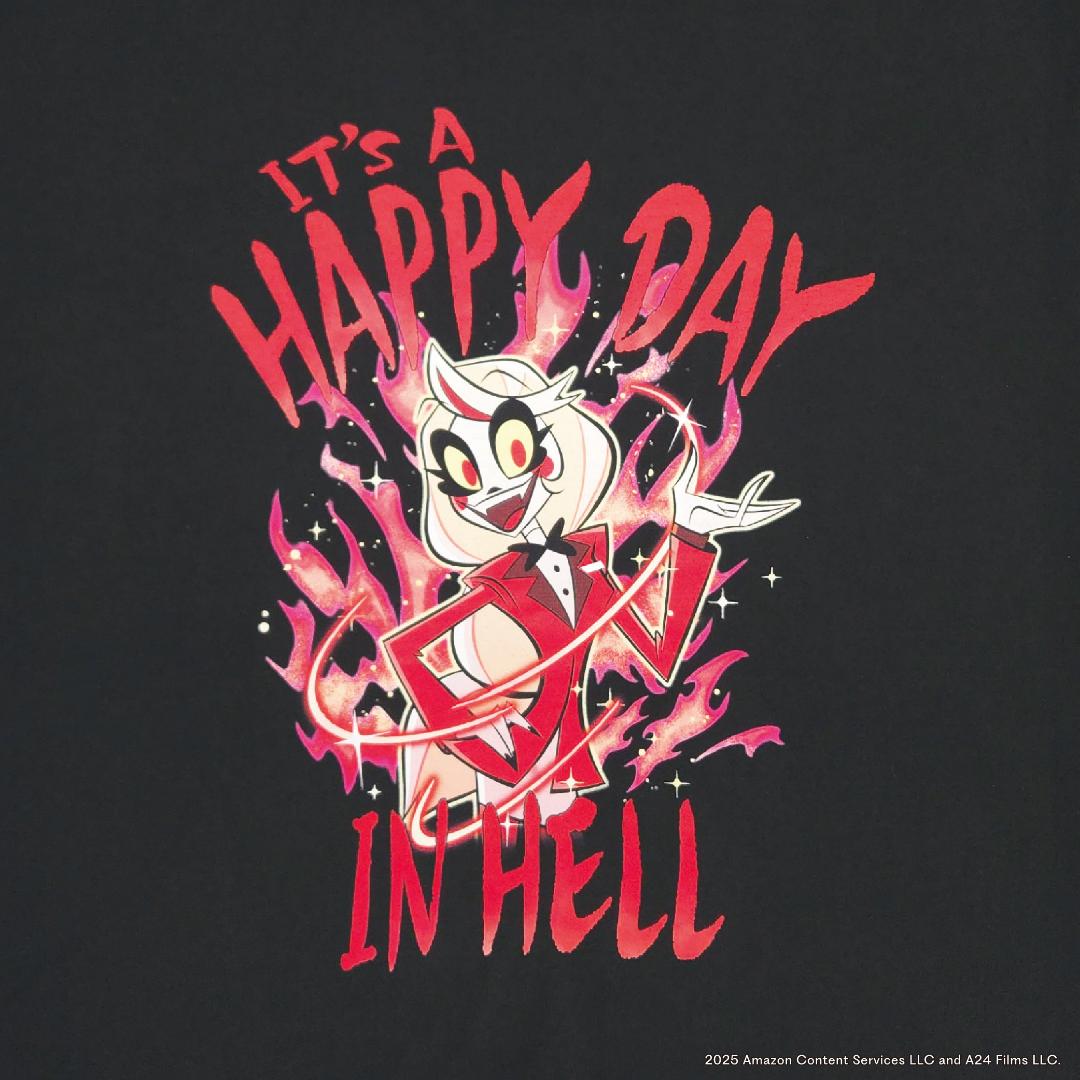 Hazbin Hotel ハズビン・ホテル シーズン１ チャーリー It's a Happy Day in Hell 半袖Tシャツ 黒の画像