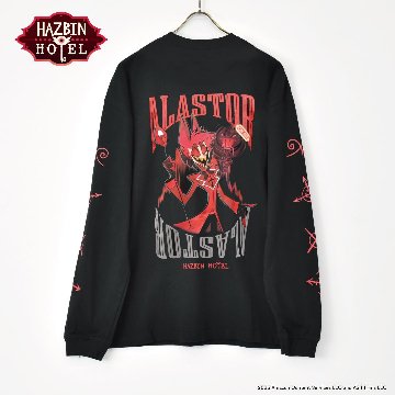 Hazbin Hotel ハズビン・ホテル シーズン１ アラスター ヴードゥーつき 長袖Tシャツ 黒 裏面ビッグプリント有りの画像