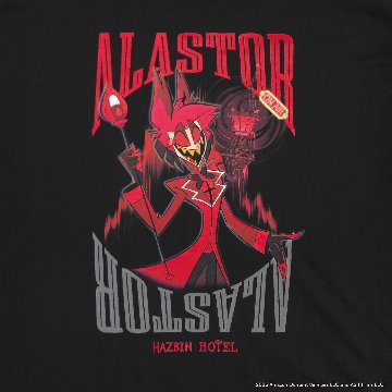 Hazbin Hotel ハズビン・ホテル シーズン１ アラスター ヴードゥーつき 長袖Tシャツ 黒 裏面ビッグプリント有りの画像