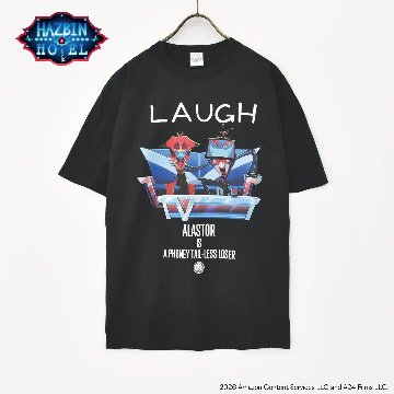 Hazbin Hotel ハズビンホテル シーズン２ 666NEWS アラスター & ヴォックス しっぽが無いんです 半袖Tシャツ 黒の画像