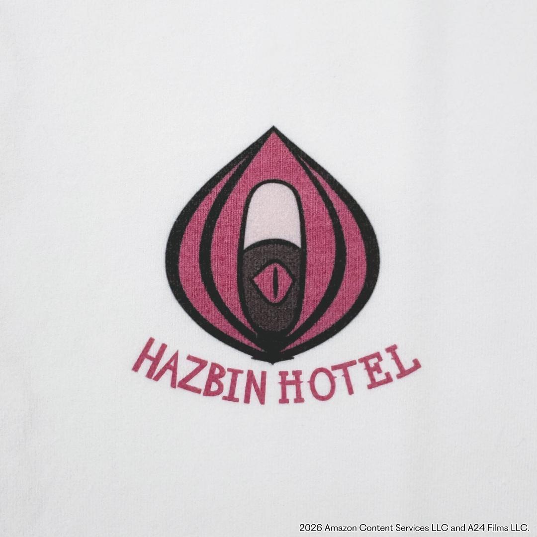 Hazbin Hotel ハズビンホテル シーズン２ アラスター 杖アイコン 半袖Tシャツ 裏面アラスターフェイス4連プリント有りの画像
