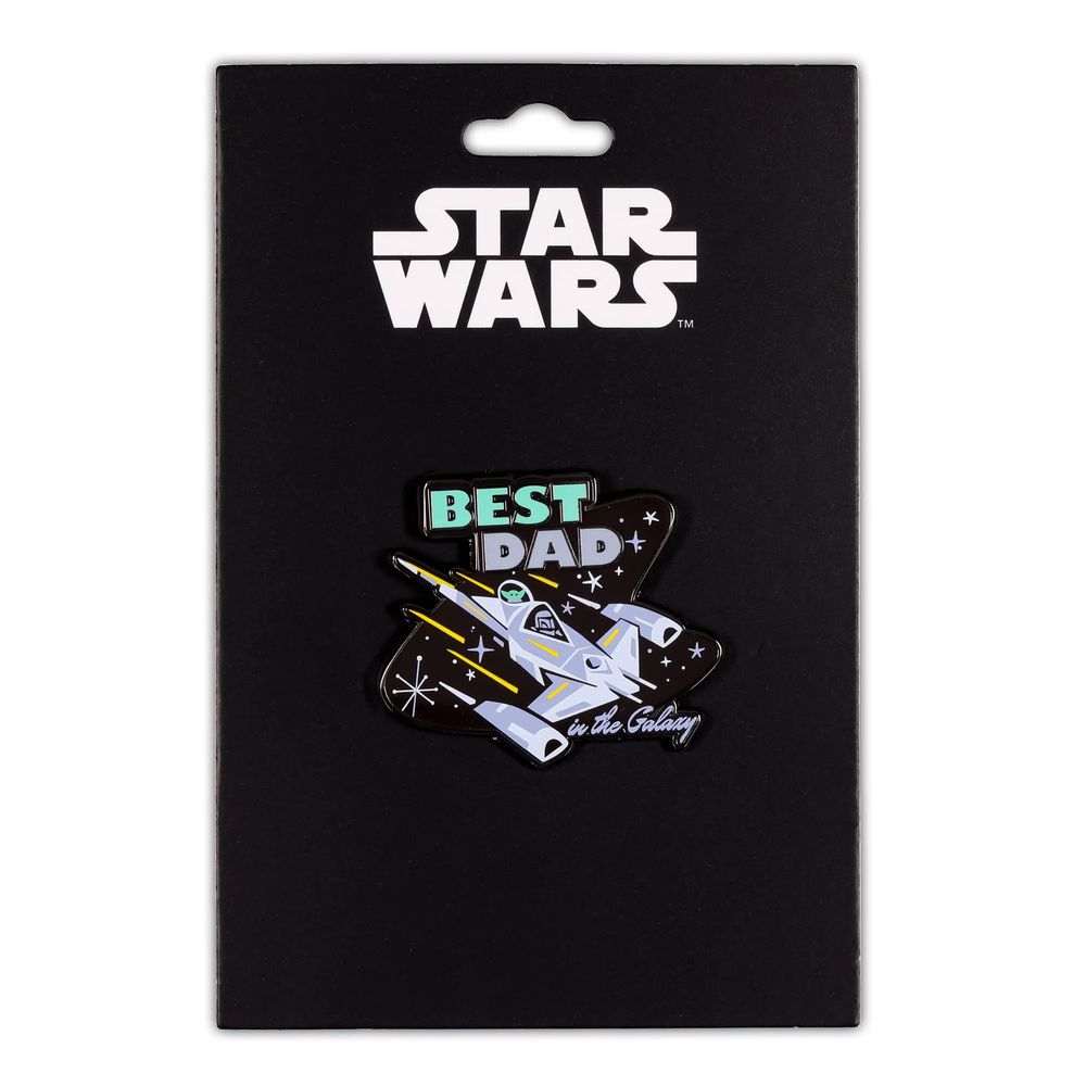 スター・ウォーズ マンダロリアン 「Best Dad in The Galaxy」 父の日用 エナメルピンバッジ マンドー グローグー N-1スターファイターの画像