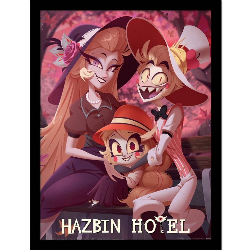 Hazbin Hotel ハズビンホテル フレーム付きポスター モーニングスター家 家族写真 リリス ルシファー チャーリー 30x40センチの画像