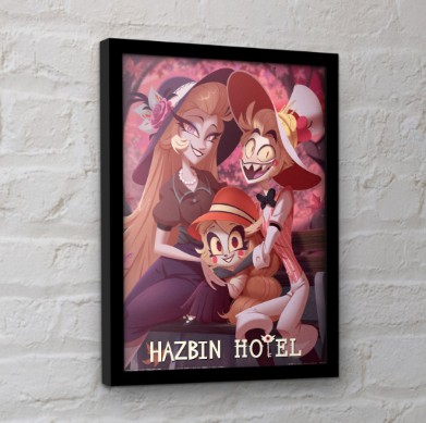 Hazbin Hotel ハズビンホテル フレーム付きポスター モーニングスター家 家族写真 リリス ルシファー チャーリー 30x40センチの画像
