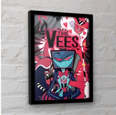 Hazbin Hotel ハズビンホテル フレーム付きポスター THE VEES ヴィーズ ヴォックス ヴェルヴェット ヴァレンティノ 30x40センチの画像