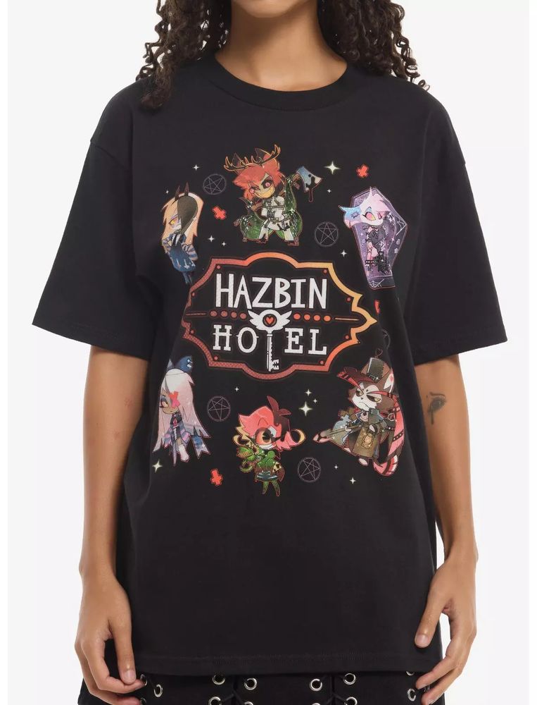Hazbin Hotel ハズビンホテル ちび グループ Tシャツ チャーリー アラスター エンジェル ヴァギー ニフティ ハスク 各種の画像