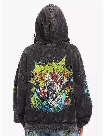 Hazbin Hotel ハズビンホテル アラスター ヴォックス ヴィンテージ調 フード付きパーカー 黒 インポートの画像
