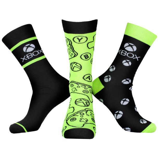 Xbox Gaming Logo Patten Crew Socks 3-Packの画像