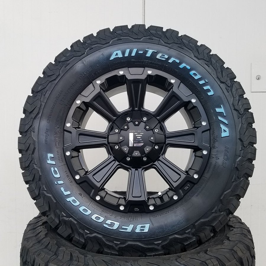 デリカD5 エクストレイル RAV4 クロスロード タイヤホイールセット 16インチ DeathRock BF グッドリッチ オールテレン KO2 215/70R16 225/70R16の画像