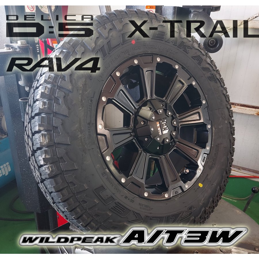 デリカD5 RAV4 エクストレイル タイヤホイールセット 16インチ DeathRock デスロック ファルケン WILDEPEAK A/T03W 225/75R16 235/70R16の画像