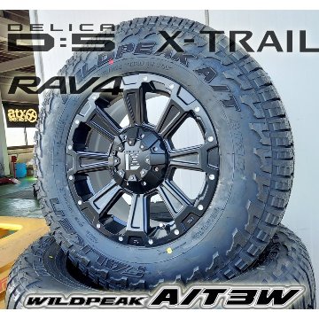 デリカD5 RAV4 エクストレイル タイヤホイールセット 16インチ DeathRock デスロック ファルケン WILDEPEAK A/T03W 225/75R16 235/70R16の画像