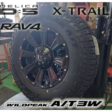 デリカD5 RAV4 エクストレイル タイヤホイールセット 16インチ DeathRock デスロック ファルケン WILDEPEAK A/T03W 225/75R16 235/70R16の画像