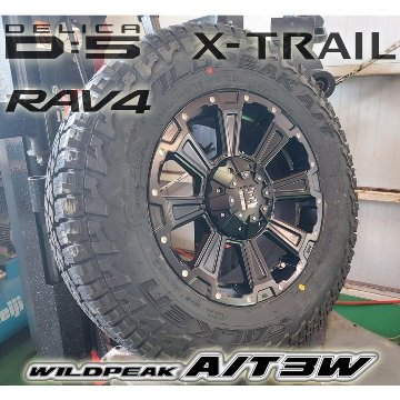 デリカD5 RAV4 エクストレイル タイヤホイールセット 16インチ DeathRock デスロック ファルケン WILDEPEAK A/T03W 225/75R16 235/70R16の画像