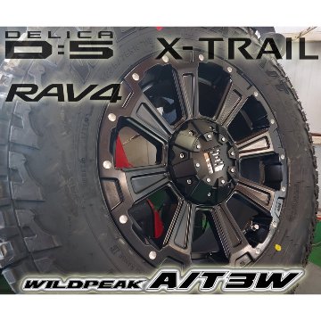 デリカD5 RAV4 エクストレイル タイヤホイールセット 16インチ DeathRock デスロック ファルケン WILDEPEAK A/T03W 225/75R16 235/70R16の画像