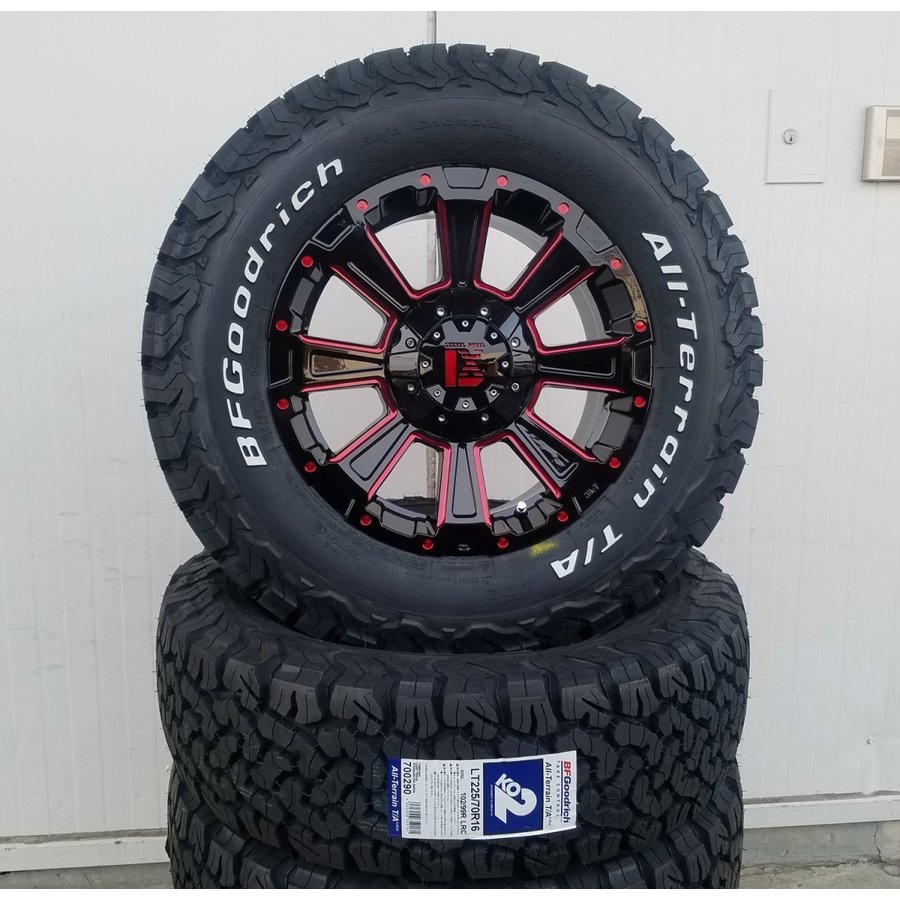 デリカD5 エクストレイル RAV4 クロスロード タイヤホイールセット 16インチ DeathRock BF グッドリッチ オールテレン KO2 215/70R16 225/70R16の画像