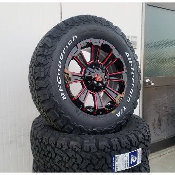 デリカD5 エクストレイル RAV4 クロスロード タイヤホイールセット 16インチ DeathRock BF グッドリッチ オールテレン KO2 215/70R16 225/70R16の画像