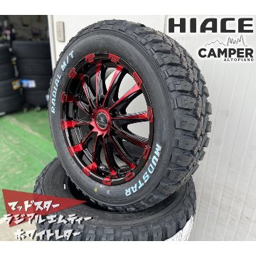 車検対応 200系ハイエース レジアスエース タイヤホイールセット 16インチ バウンティコレクション BD12 MUDSTAR Radial MT 215/60R17 ホワイトレターの画像