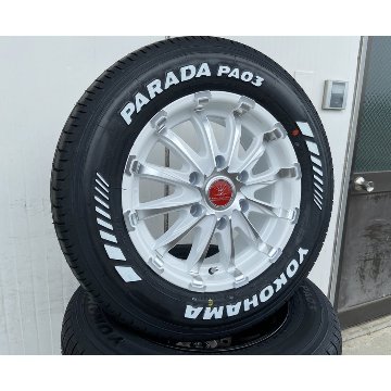 車検対応 200系ハイエース レジアスエース タイヤホイールセット 18インチ バウンティコレクション BD12 YOKOHAMA PARADA 225/50R18 ホワイトレターの画像