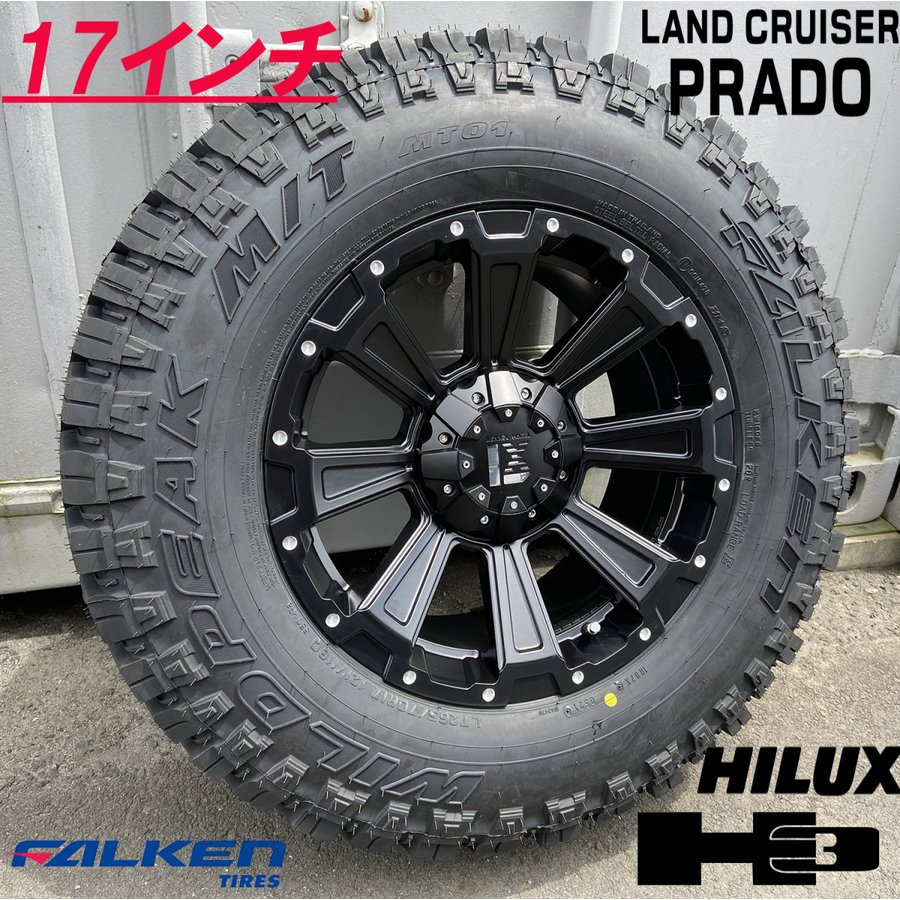 プラド ハイラックス FJ H3 タイヤホイールセット 17インチ DeathRock FALKEN Wildpieak MT01 265/70R17 285/70R17の画像