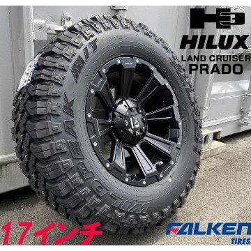 プラド ハイラックス FJ H3 タイヤホイールセット 17インチ DeathRock FALKEN Wildpieak MT01 265/70R17 285/70R17の画像