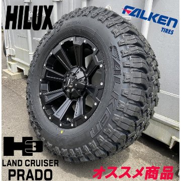 プラド ハイラックス FJ H3 タイヤホイールセット 17インチ DeathRock FALKEN Wildpieak MT01 265/70R17 285/70R17の画像