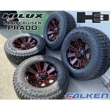 プラド ハイラックス FJ H3 タイヤホイールセット 17インチ DeathRock FALKEN Wildpieak AT03W 265/70R17 265/65R17の画像