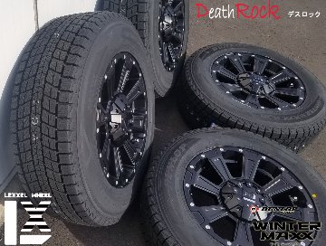 アルファード ステップワゴン スタッドレスタイヤホイールセット 16インチ DeathRock デスロック ダンロップ SJ8+ 215/65R16 215/70R16 225/70R16の画像