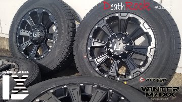 アルファード ステップワゴン スタッドレスタイヤホイールセット 16インチ DeathRock デスロック ダンロップ SJ8+ 215/65R16 215/70R16 225/70R16の画像