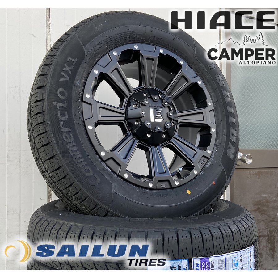 車検対応 200系ハイエース レジアスエース タイヤホイールセット 16インチ DeathRock デスロック SAILUN VX1 215/65R16 ホワイトレターの画像