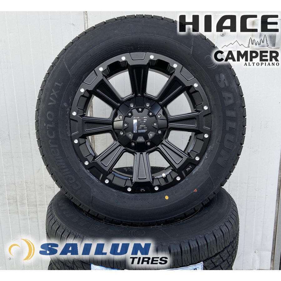 車検対応 200系ハイエース レジアスエース タイヤホイールセット 16インチ DeathRock デスロック SAILUN VX1 215/65R16 ホワイトレターの画像