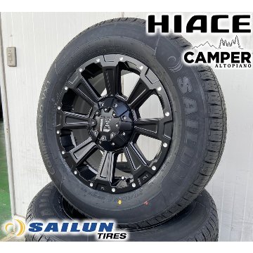 車検対応 200系ハイエース レジアスエース タイヤホイールセット 16インチ DeathRock デスロック SAILUN VX1 215/65R16 ホワイトレターの画像