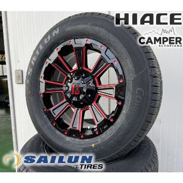 車検対応 200系ハイエース レジアスエース タイヤホイールセット 16インチ DeathRock デスロック SAILUN VX1 215/65R16 ホワイトレターの画像