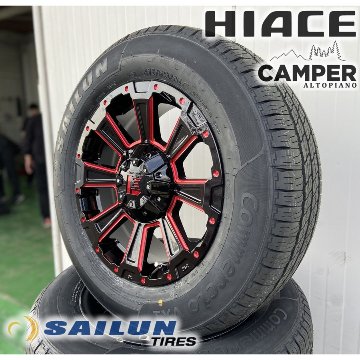 車検対応 200系ハイエース レジアスエース タイヤホイールセット 16インチ DeathRock デスロック SAILUN VX1 215/65R16 ホワイトレターの画像