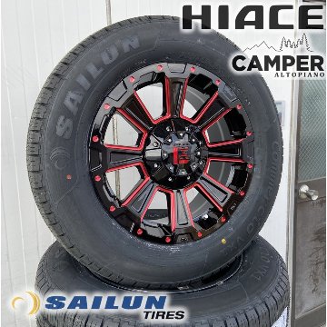 車検対応 200系ハイエース レジアスエース タイヤホイールセット 16インチ DeathRock デスロック SAILUN VX1 215/65R16 ホワイトレターの画像