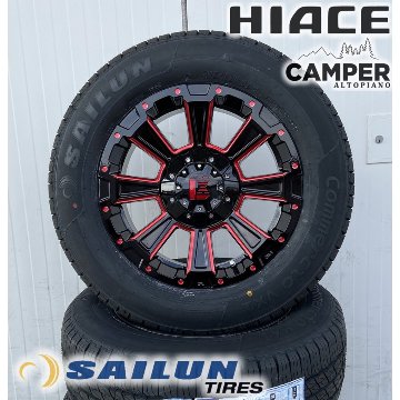 車検対応 200系ハイエース レジアスエース タイヤホイールセット 16インチ DeathRock デスロック SAILUN VX1 215/65R16 ホワイトレターの画像