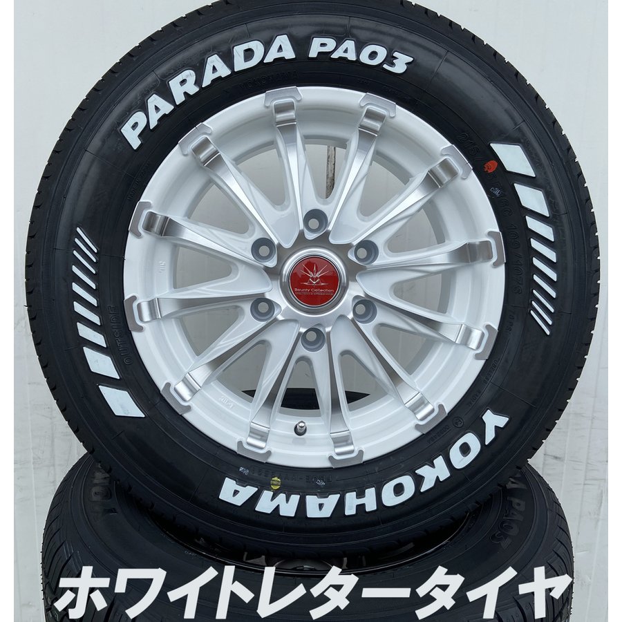 車検対応 200系ハイエース レジアスエース タイヤホイールセット 16インチ バウンティコレクション BD12 YOKOHAMA PARADA 215/65R16 ホワイトレター画像