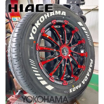 車検対応 200系ハイエース レジアスエース タイヤホイールセット 16インチ バウンティコレクション BD12 YOKOHAMA PARADA 215/65R16 ホワイトレターの画像