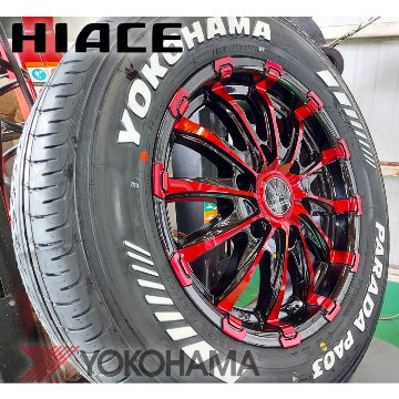 車検対応 200系ハイエース レジアスエース タイヤホイールセット 16インチ バウンティコレクション BD12 YOKOHAMA PARADA 215/65R16 ホワイトレターの画像